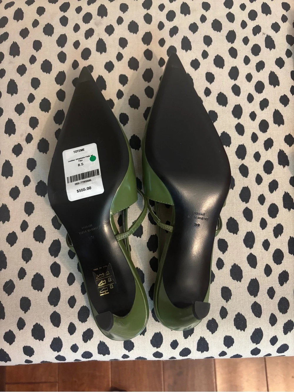 Toteme Olive Green Pointed Toe Slingback Pumps size 39